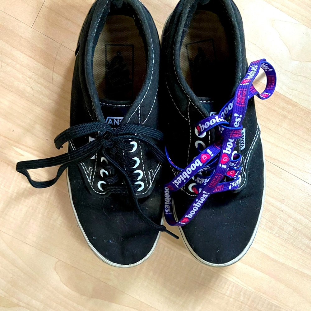 Black Vans with iHeart Boobies lace.